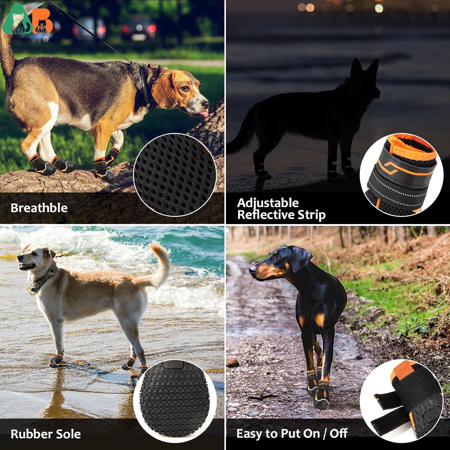 ATUBAN Dog Shoes for Dogs Anti - Dog Booties Paw Protector 리뷰 및 가격