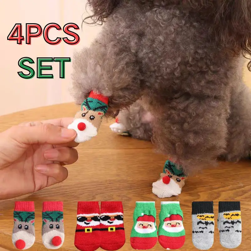 4pcs Christmas Winter Pet Dog  - Dog Booties Paw Protector 리뷰 및 가격