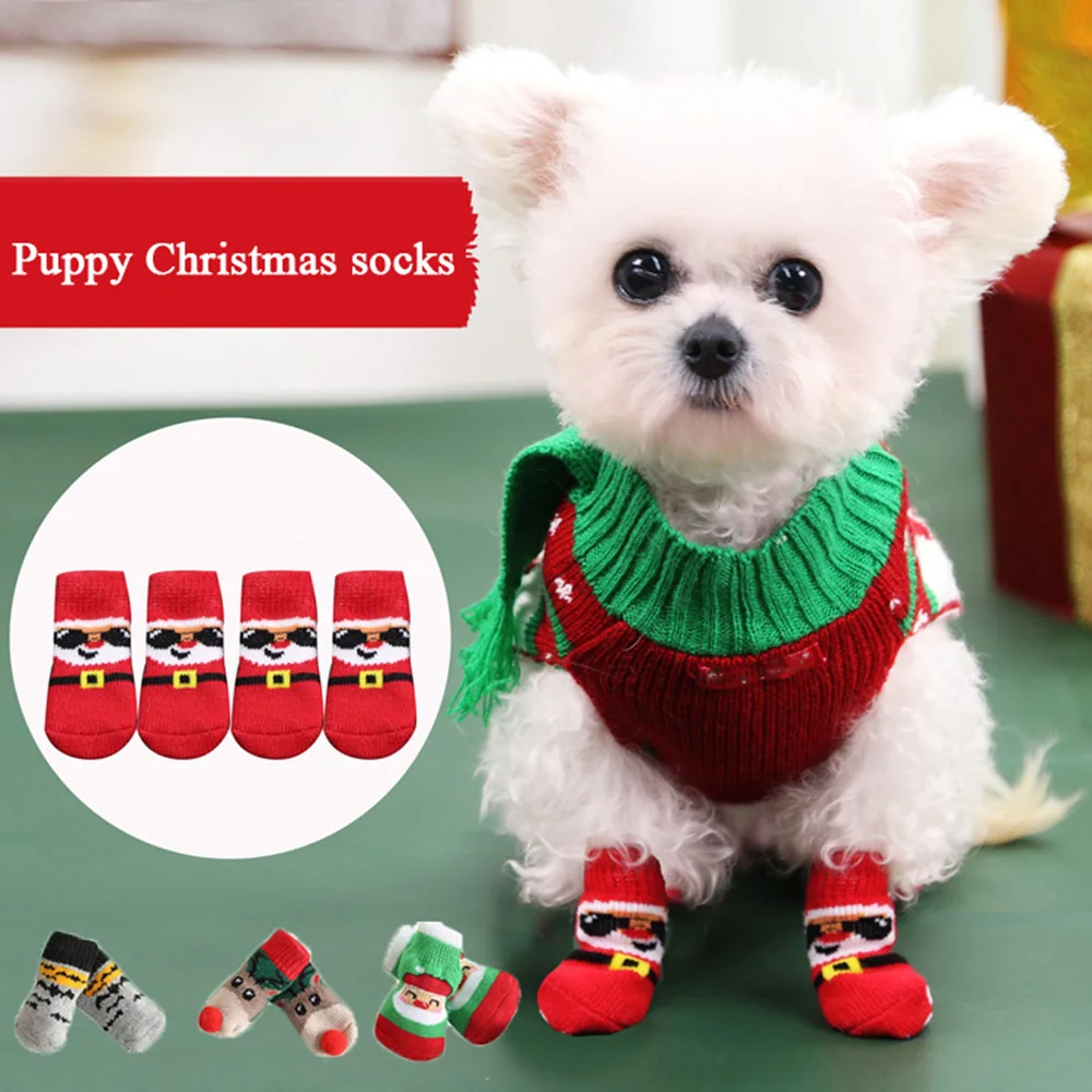4pcs Christmas Winter Pet Dog  - Dog Booties Paw Protector 리뷰 및 가격
