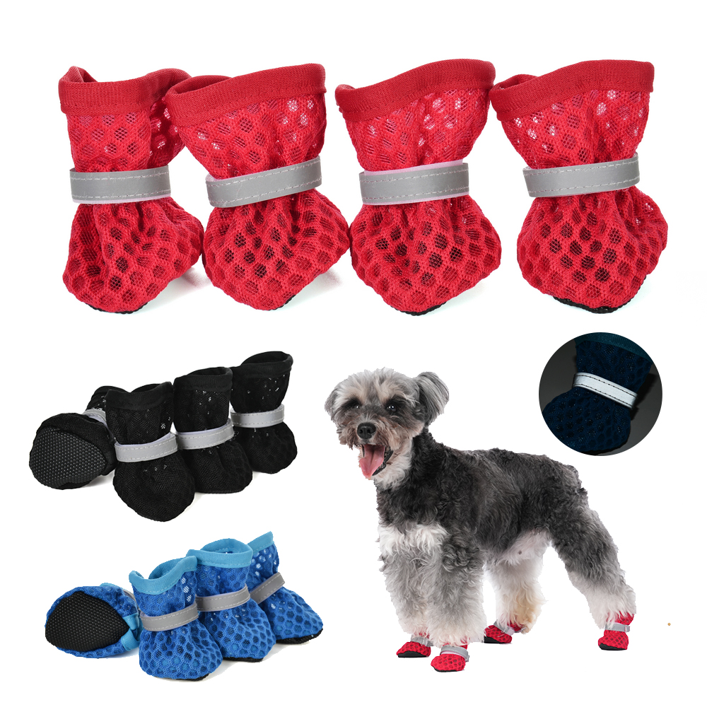4pcs/set Summer Breathable Dog - Dog Booties Paw Protector 리뷰 및 가격
