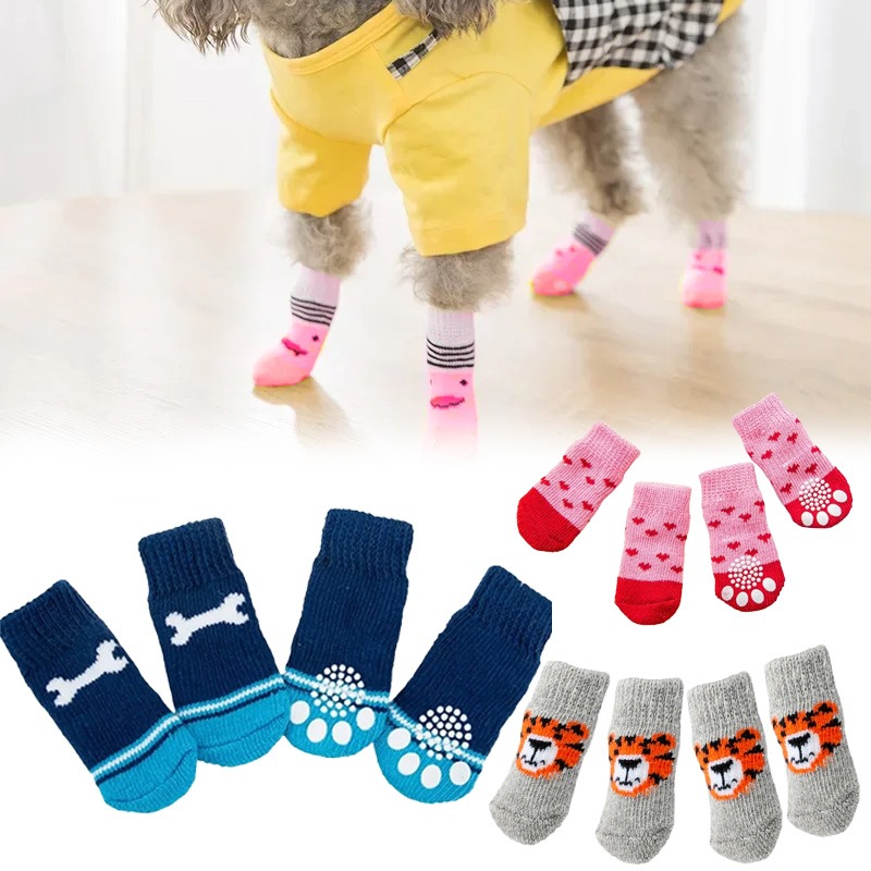 4Pcs Winter Pet Dog Socks Anti - Dog Booties Paw Protector 리뷰 및 가격